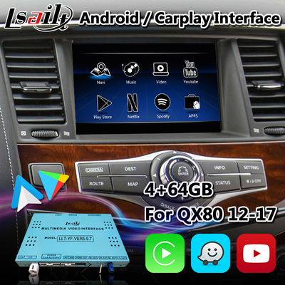 رابط ناوبری چند رسانه ای اندروید برای Infiniti QX80 با بی سیم Android Auto Carplay