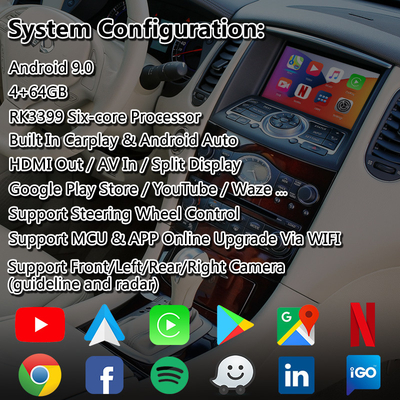 رابط ویدیویی چند رسانه ای اندروید Lsailt برای Infiniti EX35 با Wireless Carplay android auto
