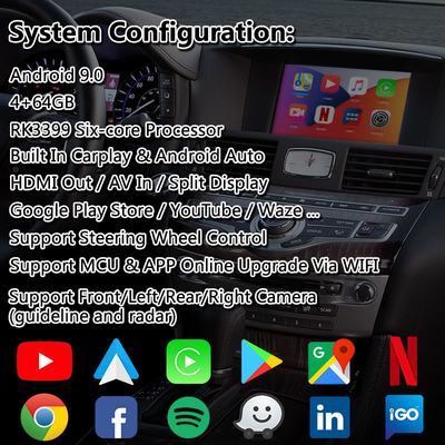 رابط چند رسانه ای اندروید Lsailt Carplay برای Infiniti M37S M37 M35 M45 با NetFlix Yandex